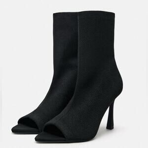 Nwt-Zara - Open toe fabric ankle boot-Sz 6.5